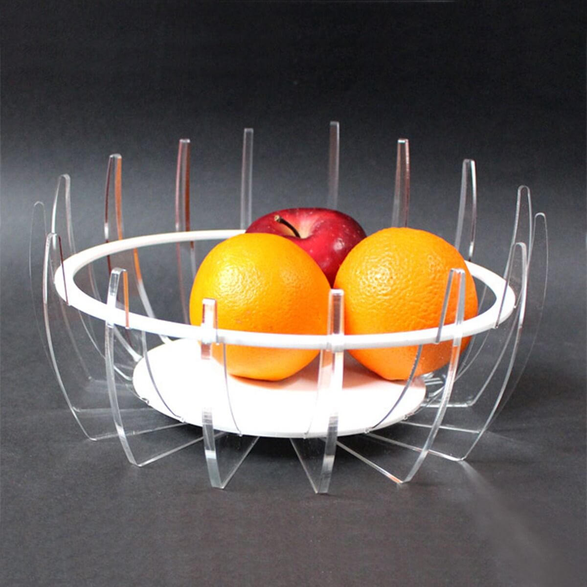 Portafrutta rotondo di design moderno in plexiglass